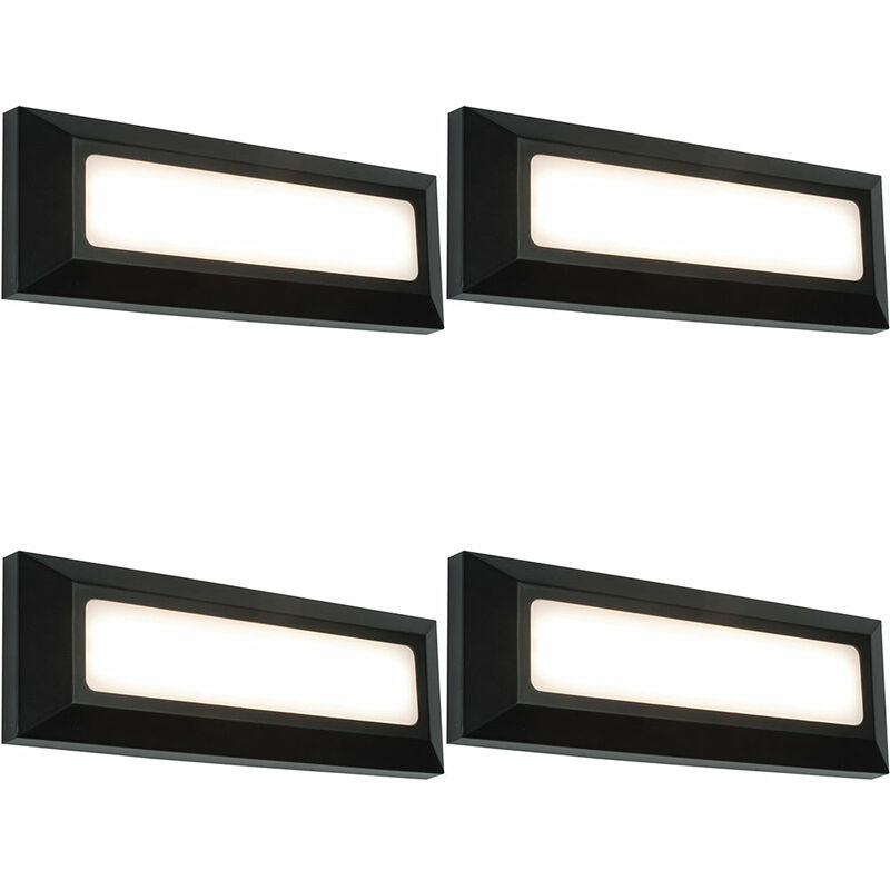 4 pack Outdoor IP65 Pathway Guide Light - Direct 3W Warm White led - Black abs