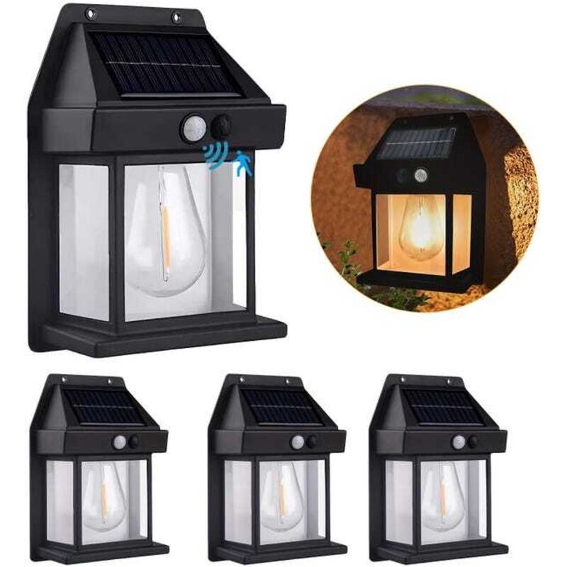 Image of 4-Pack Outdoor Solar Wall Lights, Wireless&hellip;