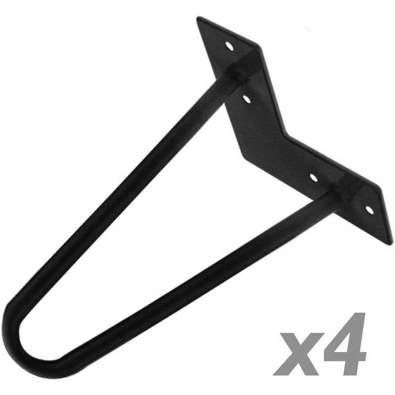 4 Pack Pieds de Table pour Meubles et Bureau en Acier 2 tiges 25 cm Noir