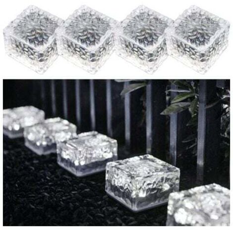4-Pack PVC Solar Tile Lights with Cool White Light, LED Solar Tile Lights with Light Sensor, On/Off Solar Lights for Outdoor Lawn, Pathway and Garden Decoration MUMU