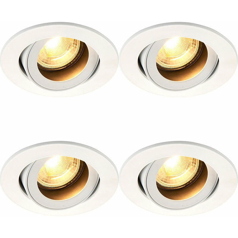 4 pack Recessed Tiltable Ceiling Downlight - 50W GU10 Reflector - Matt White