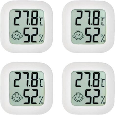 CYSLMUK 4 Pack Room Thermometer, Mini Thermometer Hygrometer, High Precision Temperature Humidity Meter with Comfort Air Icon for Kitchen, Baby Room, Greenhouse, Warehouse, Office