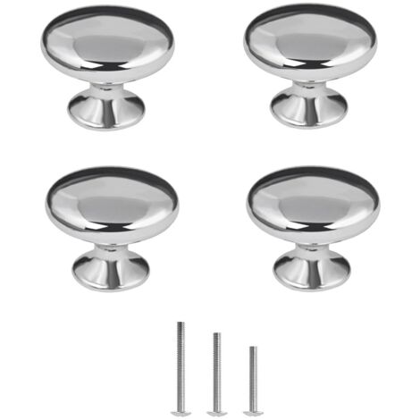 4 Pack Round Polished Chrome Door Knobs Zinc Alloy for Cupboard Cabinet Drawer Furniture