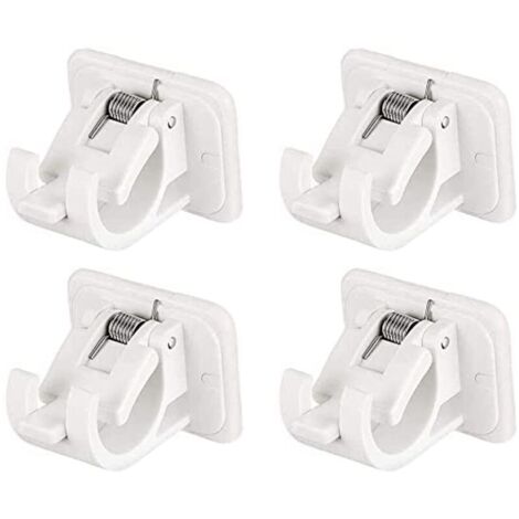 4 Pack Self Adhesive Curtain Rod Bracket Hooks, No Drill Wall Ring Clips Fixing Rod Holder, Adjustable Curtain Rod 9e3wZRpM6Zj