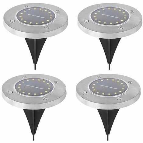 4 Pack Solar Disc Lights Outdoor Waterproof Ground Landscape Lighting for Garden Walkway Walkway - Warm Silver 16 LED Light