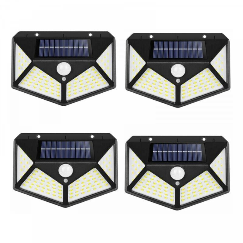 Cyslmuk - 4 Pack Solar Lights Outdoor, 270 Beam Angle with Motion Sensor, IP65 Waterproof Solar Powered Wall Light for Backyard, Garden Fence, Patio,