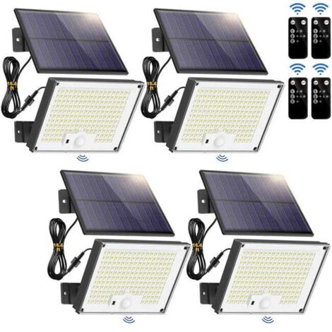 4-Pack Solar Motion Sensor LED Floodlights, 172 LEDs, Outdoor Waterproof Security Lights with Remote