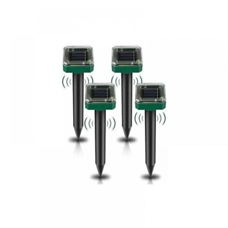 4 Pack Solar Ultrasonic Mole Repellent, Solar Mouse Repeller Outdoor for Gardens Moles Voles Gophers Snakes or Other Rodents