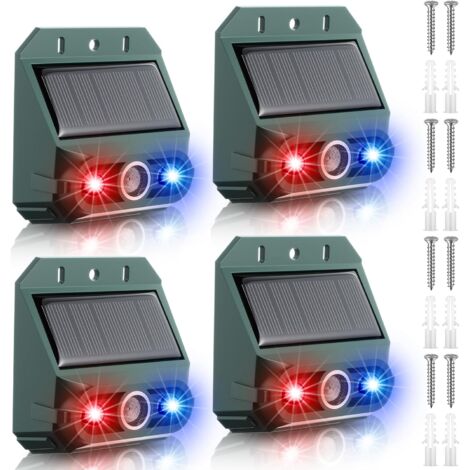 4 Pack Solar Ultrasonic Repellent Outdoor Animal Predator Lights Deterrent Motion Light Sensor Alarm Effective Night Animal Repellent for Chicken Coop Farm Raccoon Fox Deer