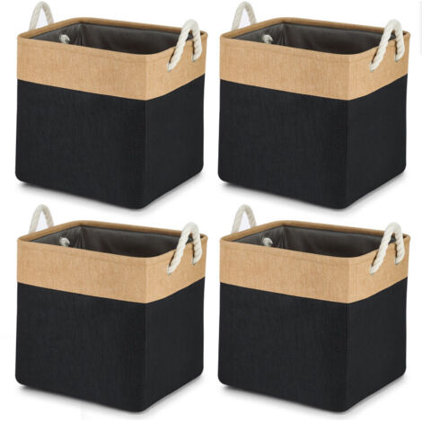 4 Pack Storage Baskets Large Cube Storage Bins Foldable Fabric Organizer Baskets with Handles 13 Inch Closet Organizers for Shelves Clothes Toys Cupboard Nursery Underbed Storage