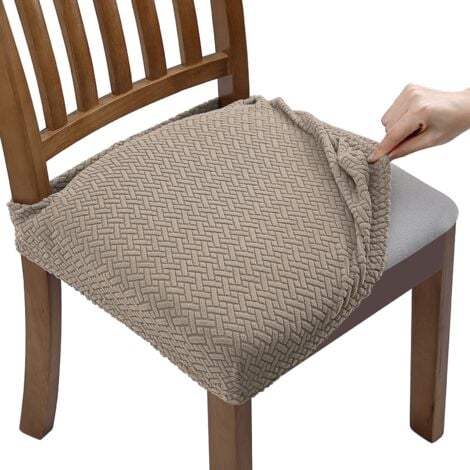 4 Pack Stretch Jacquard Chair Cover, Dining Chair Seat Cover, Removable and Washable (with Back Straps)