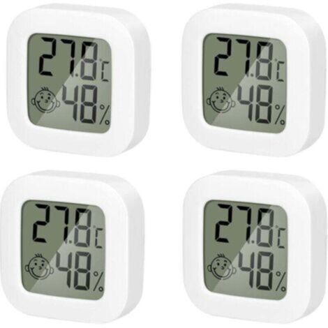 4 Pack Thermometre Interieur Mini Thermomètre Hygrometre Haute Précision Température Hygromètre Moniteur avec Air icône Confortable pour Cuisine Chambre de Bébé Serre Entrepôt Bureau