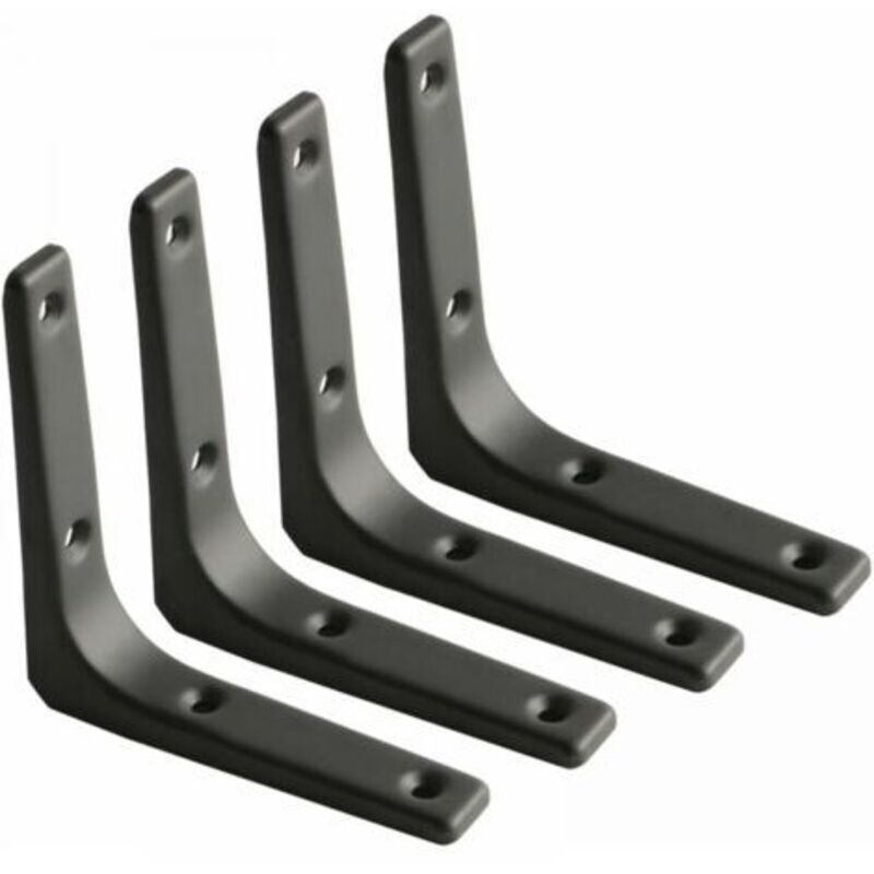 4 Pack Wall Shelf Brackets 100 mm x 100 mm, Matt Black Metal Brackets, Decorative Metal Shelf Supports for Kitchen, Heavy Duty Shelf Brackets - Wall