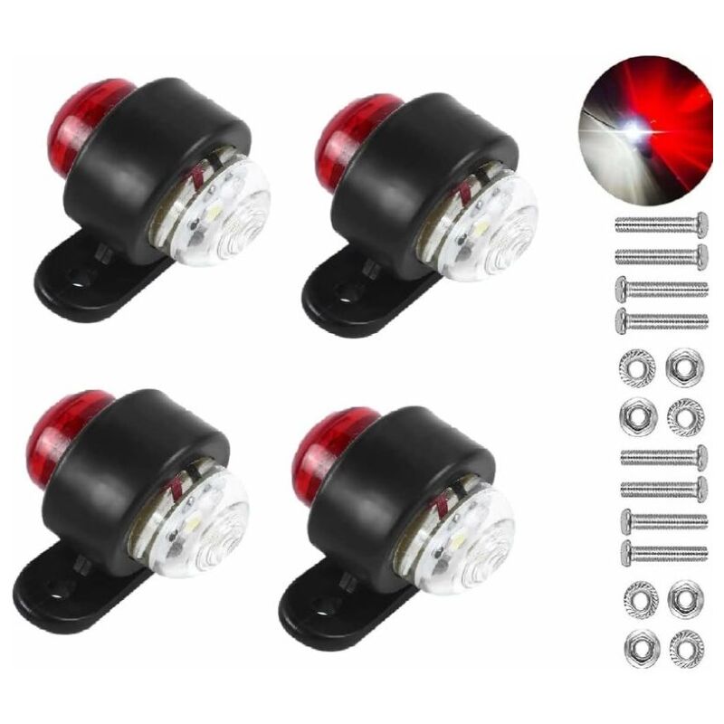 Csparkv - 4 packs de feux de position latéraux à led, 12-24V blanc rouge, feux d'avertissement double face, feux de stationnement de remorque de