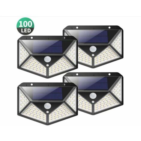4 packs de lumière solaire extérieure, applique murale extérieure, lampe de jardin, lampadaire 100LED
