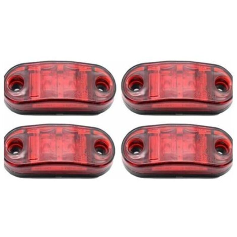 4 Packs LED Side Marker Lights, 12-24V White Red, Double Sided Warning Lights, Truck Trailer Parking Lights, Clearance Lights