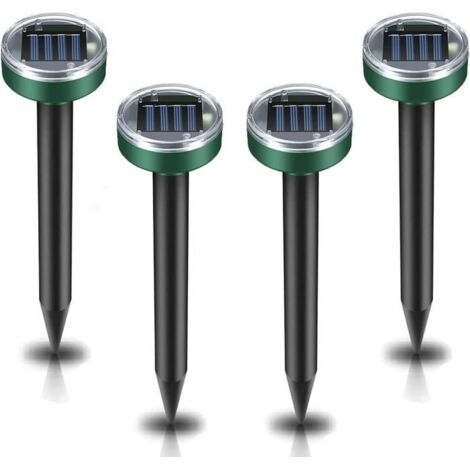 4 Packs Répulsif à Taupes Solaire Professionnel, Ultrason Anti-Taupes, Éloigneur de Taupes Énergisé par Solaire