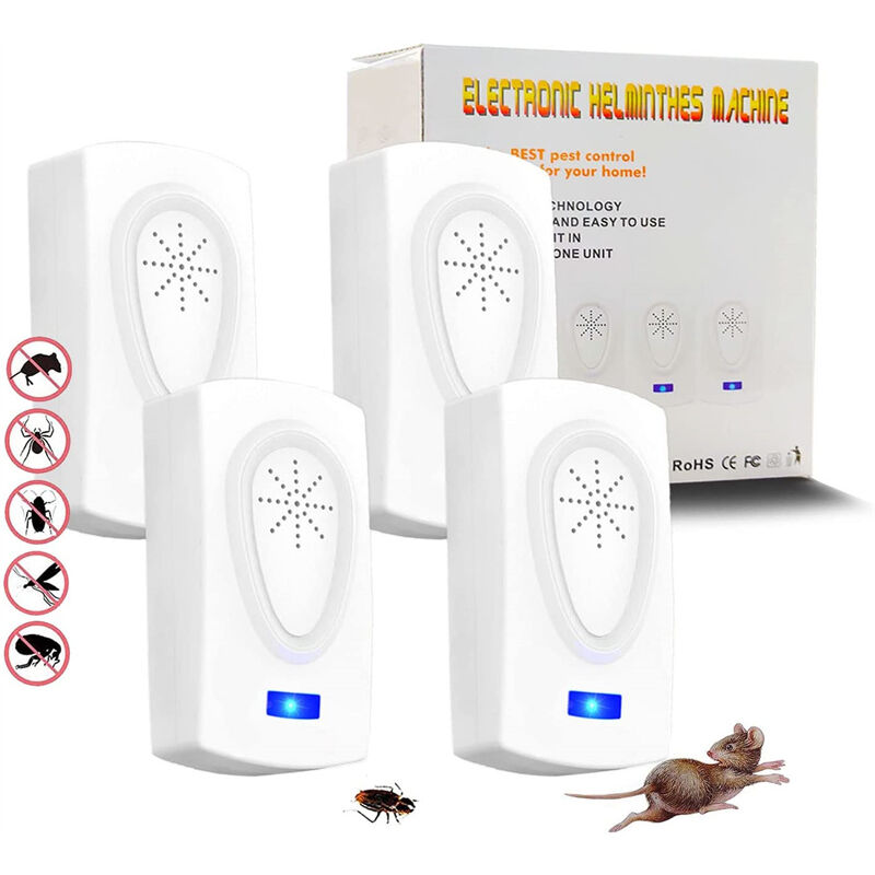 4 Packs Repulsif Souris, Anti Moustique Ultrason, Ultrason Souris Et Rats Appareil Ultrason Anti Souris, Repousse Les Cafards, Fourmis, Rongeurs