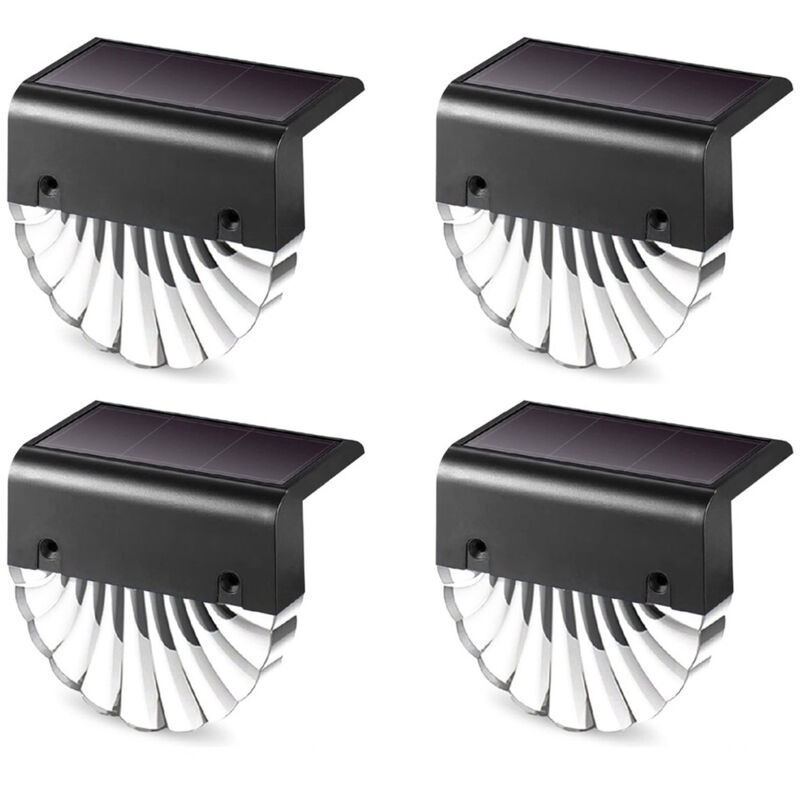 Lot de 4 lampes solaires pour clôture, 2 modes d'éclairage, lampe murale de jardin étanche IP65, lampe d'escalier