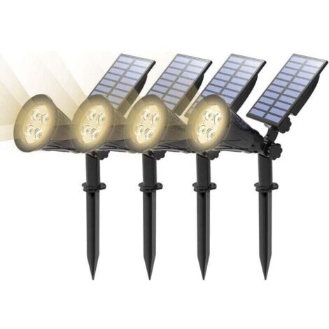 【4 Pack】Spot Solaire Extérieur T-SUN Éclairage Solaire Extérieur Étanche Lampe Solaire Jardin LED Solaire Projecteur Éclairage Solaire Jardin Décoration pour Paysage Cour Chemin Allé (4000K)