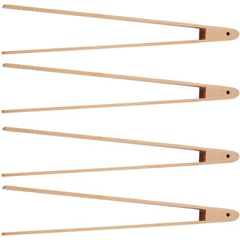 4 Packungen 12-Zoll-Toasterzangen aus Holz, Küchenzangen zum Servieren von Speisen, Wenden von Fleisch, Toasten usw