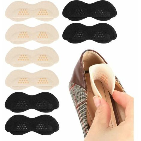 4 Paires Coussinets de Talon, Coussin de Talon avec Point de Colle Antidérapant Coussinets Inserts de Talons Protège Talons Protection Talon Chaussure(Noir, Beige)