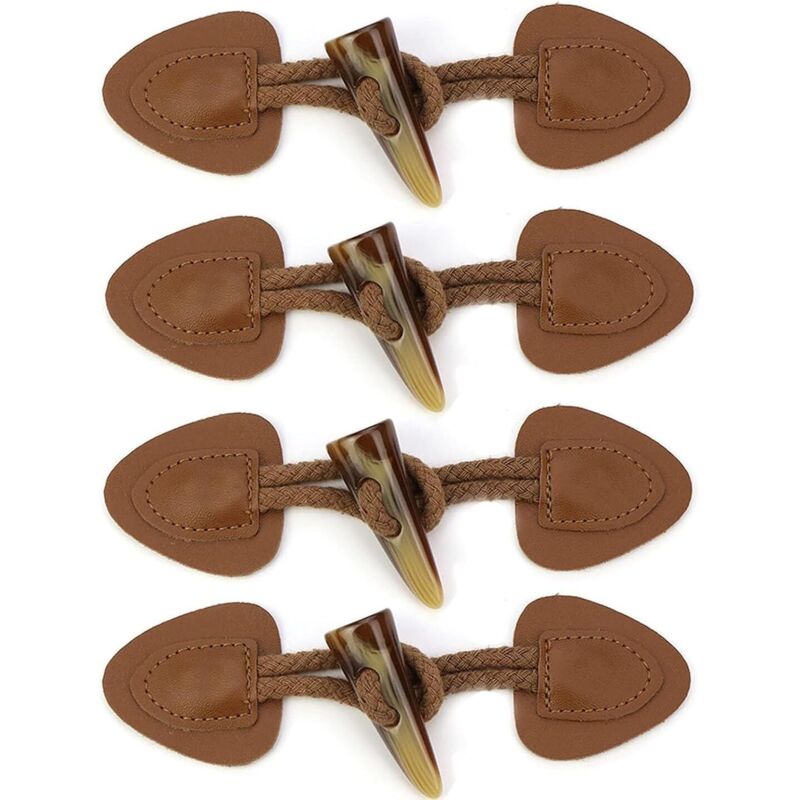 4 Paires de Boutons à Bascule en Cuir pu & Corne de Résine - Fermeture Vintage pour Manteaux, Vestes, Coupe-Vents, Pulls - Accessoires de Couture diy