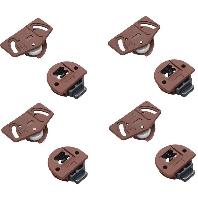 4 paires de Porte Coulissantes pour Porte de Garde-robe avec guide pour armoires encastrées, Roulette Placard, Roues Rouleaux pour Armoire, Vitrines,