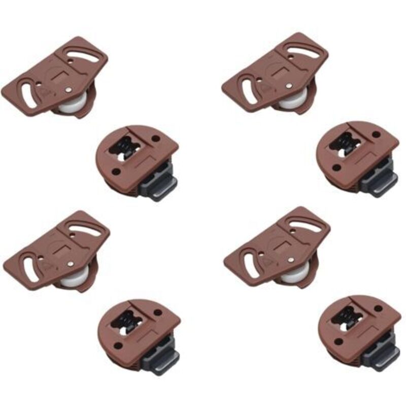 4 paires de Porte Coulissantes pour Porte de Garde-robe avec guide pour armoires encastrées, Roulette Placard, Roues Rouleaux pour Armoire, Vitrines,