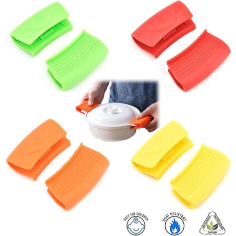 4 Paires Mini Support De Pot En Silicone Gants De Four Pot Grip Mini Porte-poigne En Silicone Antidrapant Rsistant  La Chaleur Rsistant  L'usure P