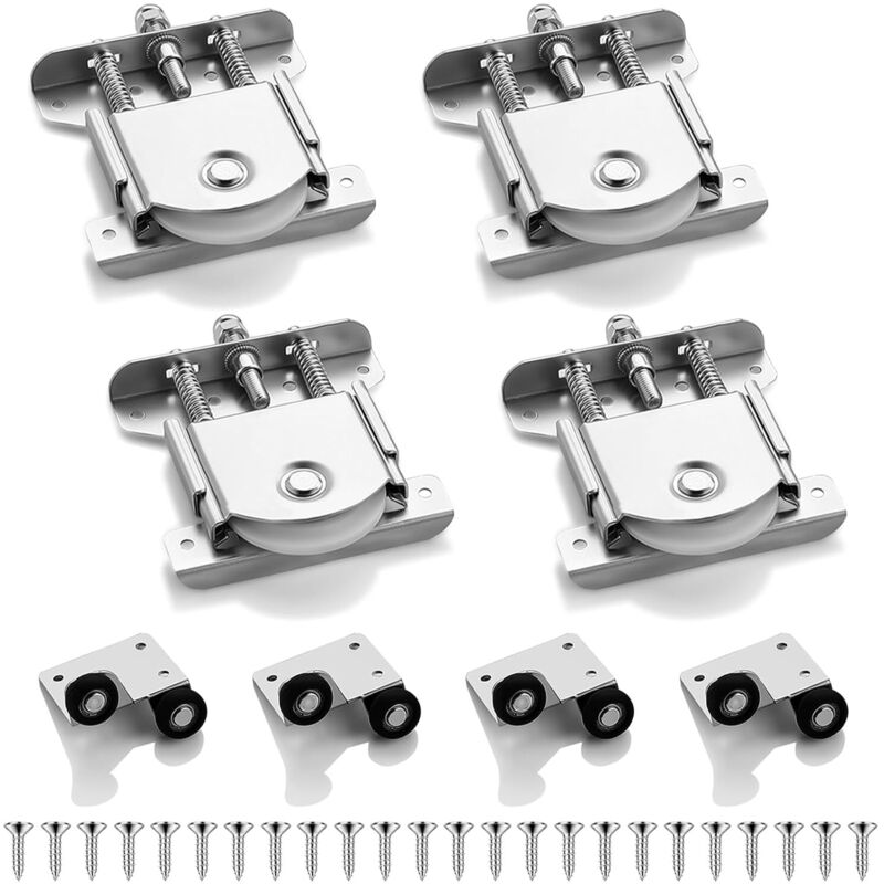 4 Paires Roulette Porte Coulissante Placard Roulette Placard Coulissant Roulettes Coulissant Armoire Roues de Garde-robe Coulissantes Meubles Roues