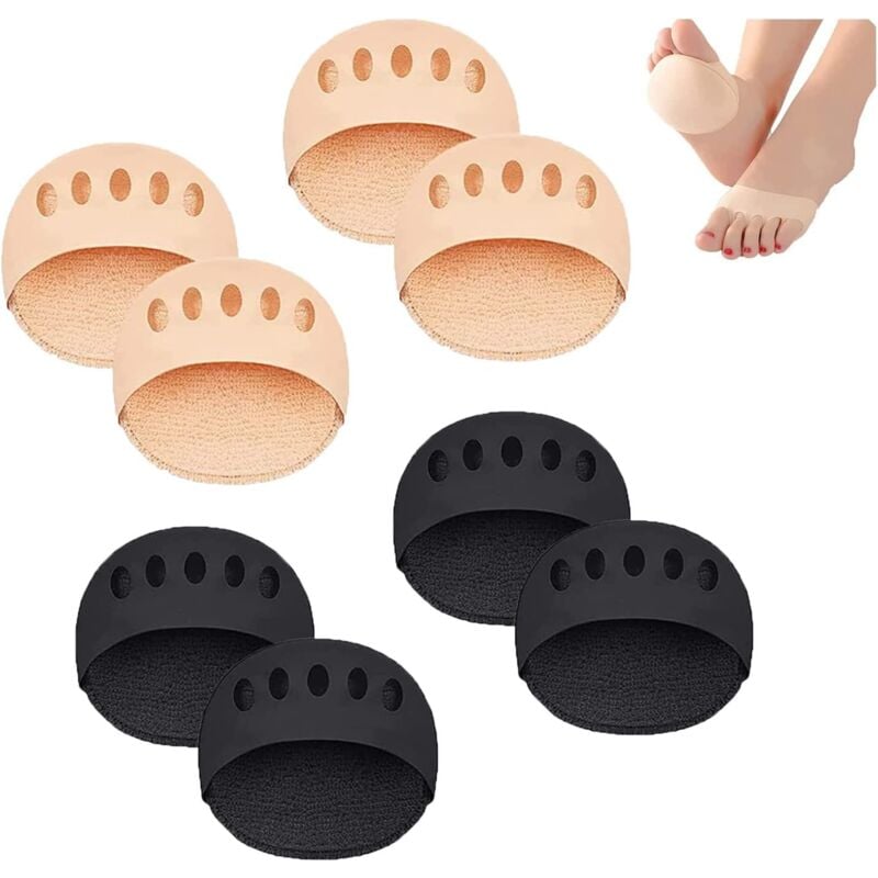 4 paires) Semelles intérieures rembourrées en soie glacée pour talons hauts, coussinets invisibles pour chaussettes métatarsiennes à cinq orteils