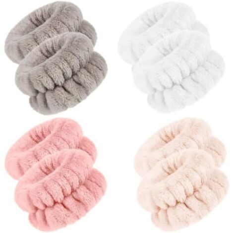 4 paires spa broue lavage microfibre bracelet lavage lavage du visage absorbant les bandeaux de transpiration du poignet