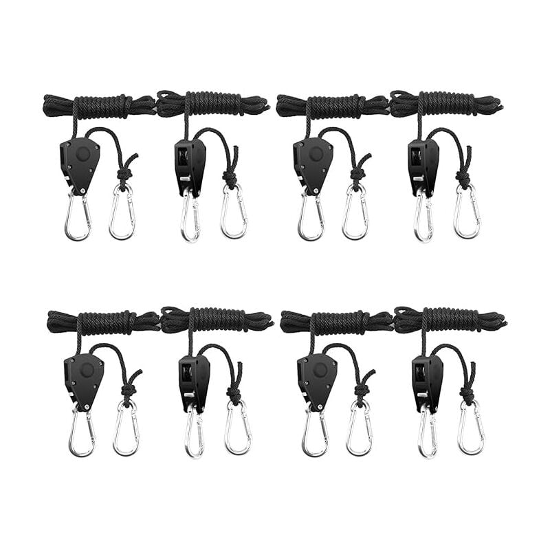 4 Paires(8 Pièces) de cintres à cliquet réglables de 1/8 Pouce Corde de Crochet Réglable Sangle à Cliquet Corde Rope Ratchet Robuste Réglable,Chaque
