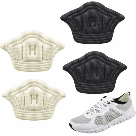 4 Pairs Coussinets de Talon,T-Audace Coussinet Talon Auto-Adhésif Coussinets Inserts de Talons Protège Talons Coussinets à Talon Antidérapants pour Empêche Frottements et Ampoules (Beige, Noir)，HANBIN