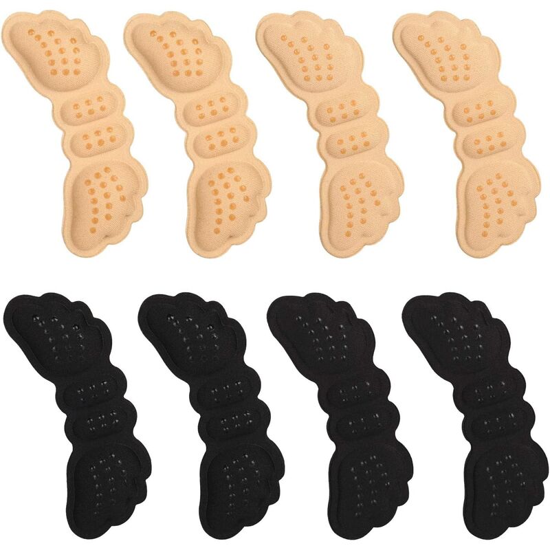4 Pairs Heel Protectors Heel Pads Oversized Shoe Protectors Against Slipping and Chafing (Beige & Black)