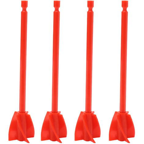 4 Pales de Mélange Résistantes pour Peinture, Accessoire de Perceuse Réutilisable à 5 Lames - Rouge