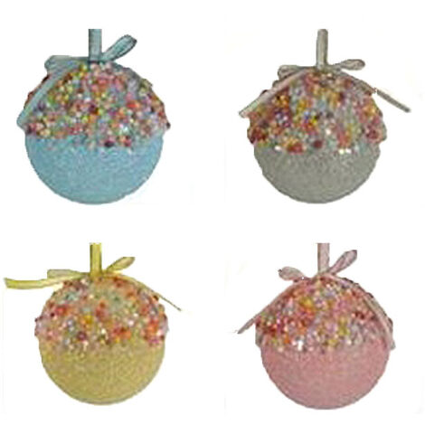 4 Palline cm 10 palle per Albero di Natale candy sfere dolci Decorazioni natalizie addobbi particolari moderne allestimento casa
