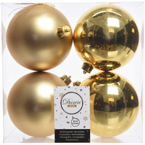 4 PALLINE DI NATALE 10CM ORO CHIARO OPACO/LUCIDO ADDOBBI DECORO