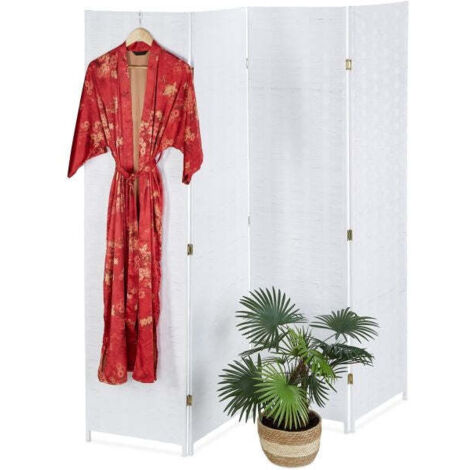 4 panel folding screen in white