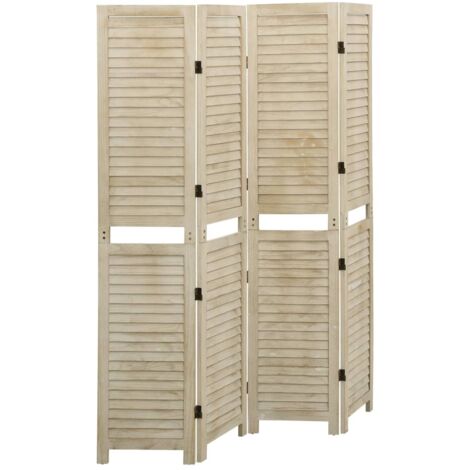 4-Panel Room Divider 140x165 cm Solid Wood Paulownia vidaXL