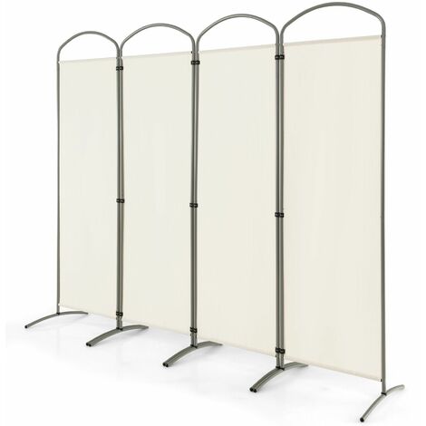 4 Panel Room Divider 188cm Folding Privacy Screen Portable Divider-White