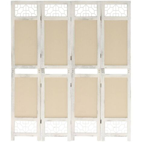 4-Panel Room Divider Cream 140x165 cm Fabric vidaXL