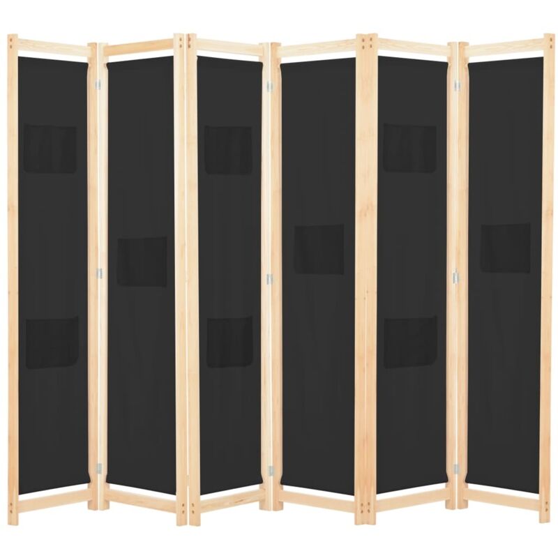 6-panel Room Divider Black 240x170x4 Cm Fabric Vidaxl