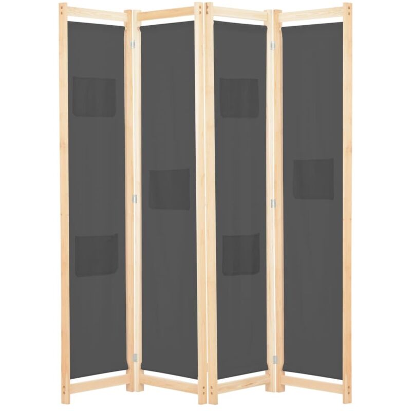 4-panel Room Divider Grey 160x170x4 Cm Fabric Vidaxl