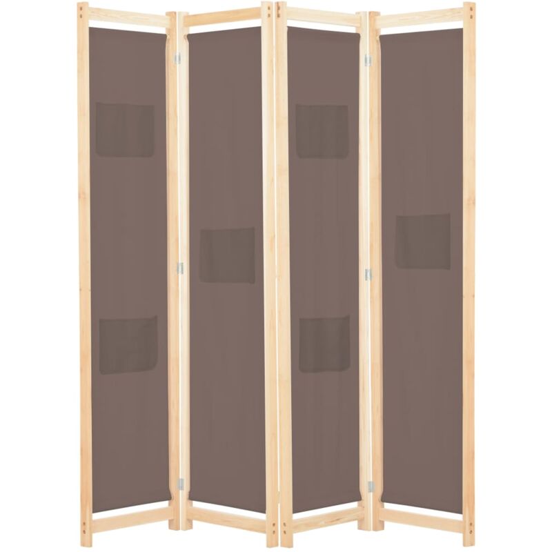 4-panel Room Divider Brown 160x170x4 Cm Fabric Vidaxl