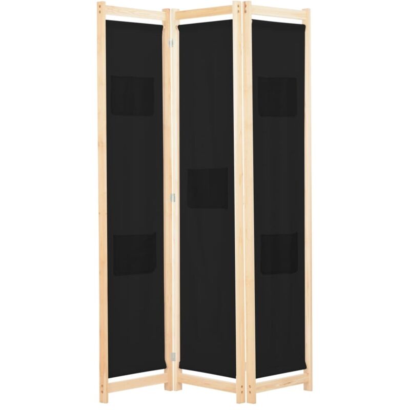 3-panel Room Divider Black 120x170x4 Cm Fabric Vidaxl