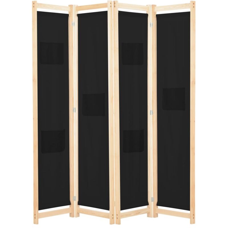 4-panel Room Divider Black 160x170x4 Cm Fabric Vidaxl