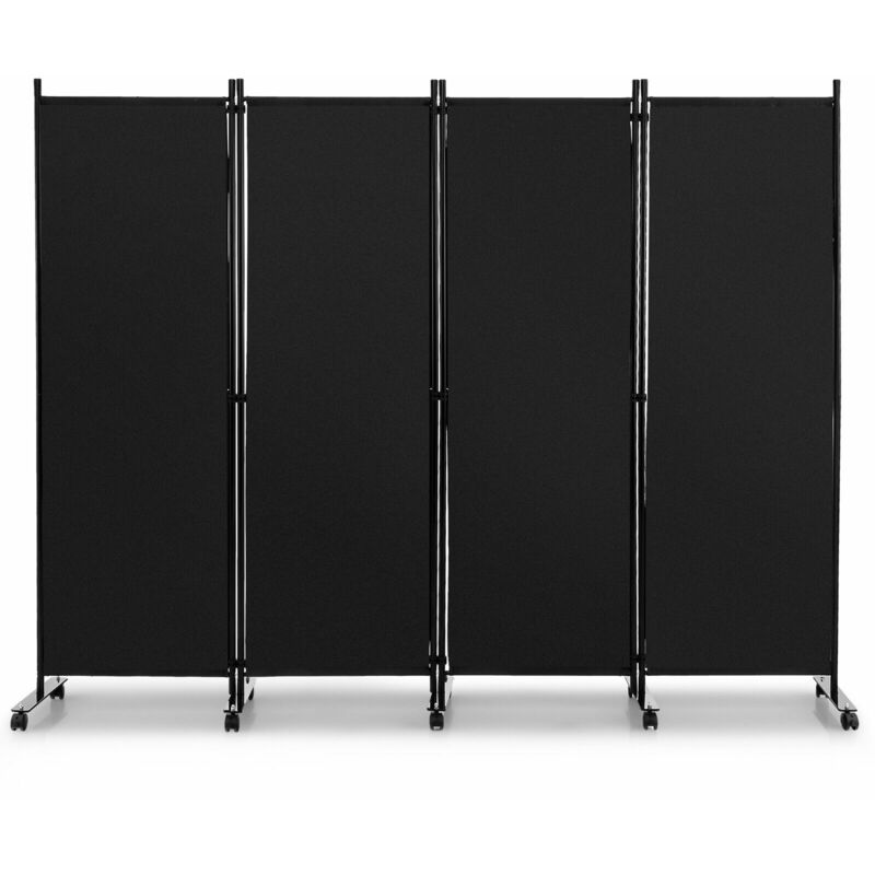 4 Panel Room Divider on Wheels Rolling Privacy Screens Portable Freestanding