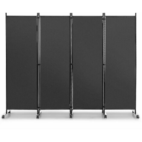 4 Panel Room Divider on Wheels Rolling Privacy Screens Portable Freestanding